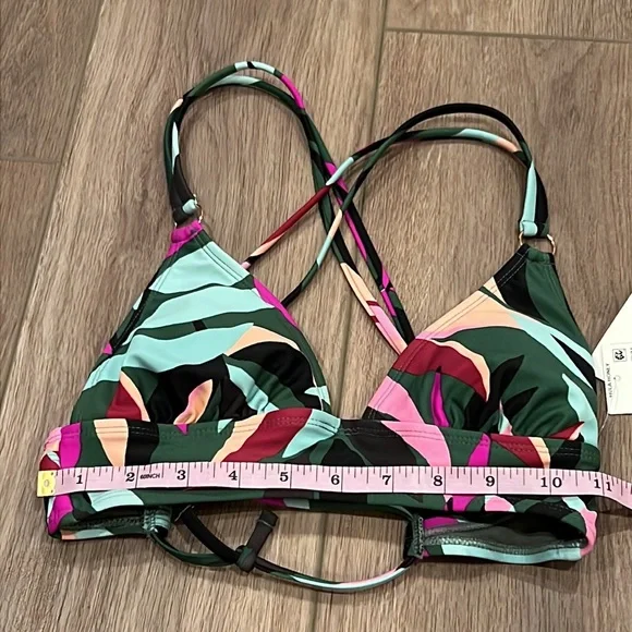 Macy’s NWT Junior’s Tropical Hula Honey Bikini Top Size XS Strappy Crisscross - Picture 15 of 16